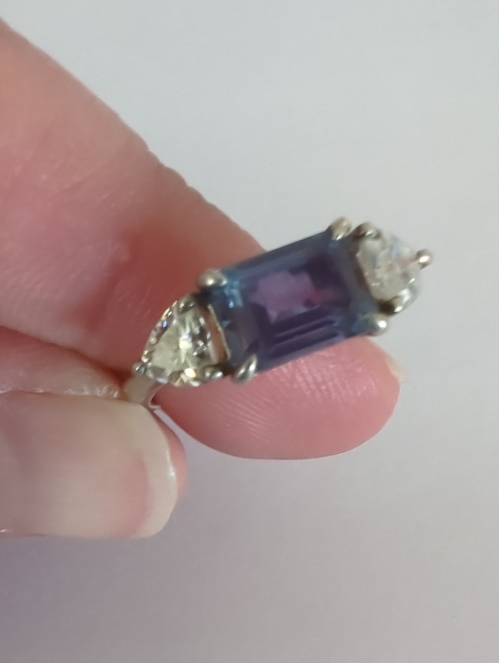 Emerald Cut Created Alexandrite Ring